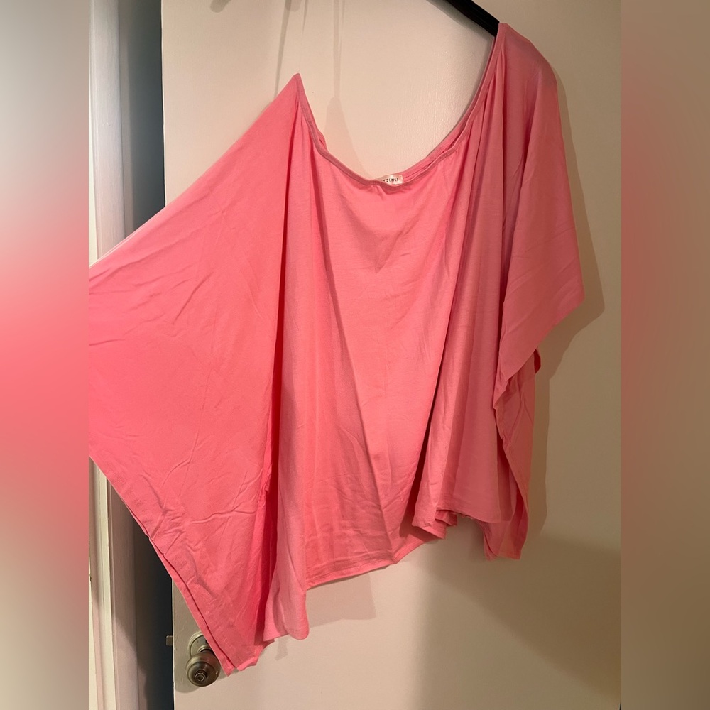 Curvy Sense PLUS SIZE TORI OFF THE SHOULDER TOP - PINK